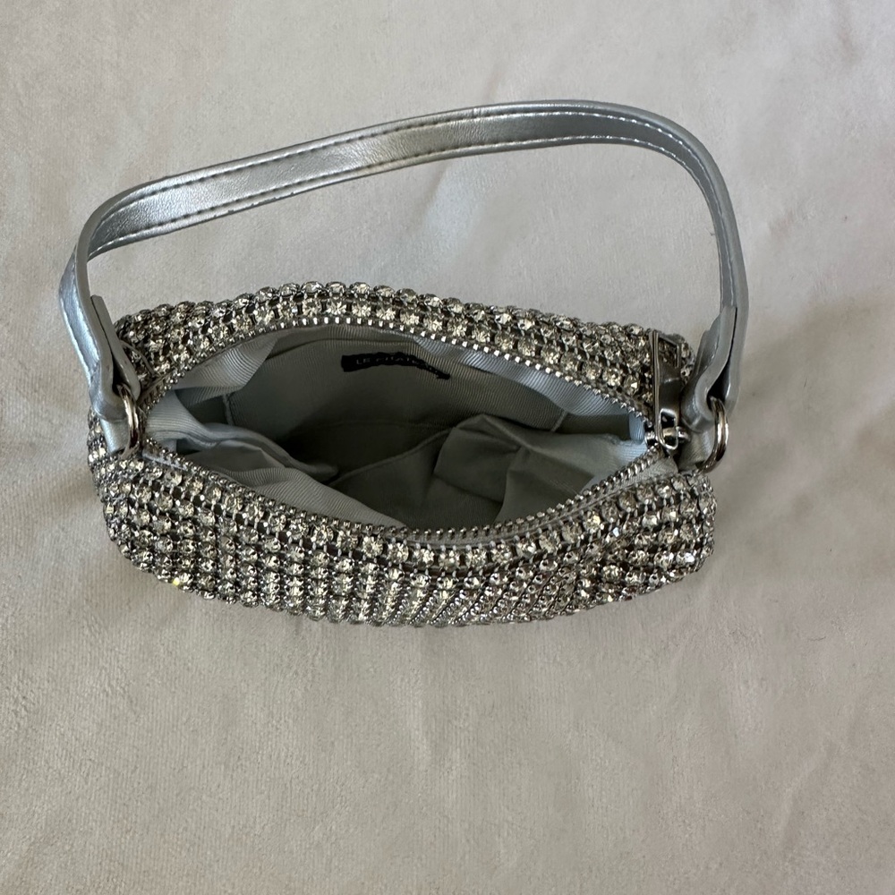 Le Chateau Silver Rhinestone Wristlet